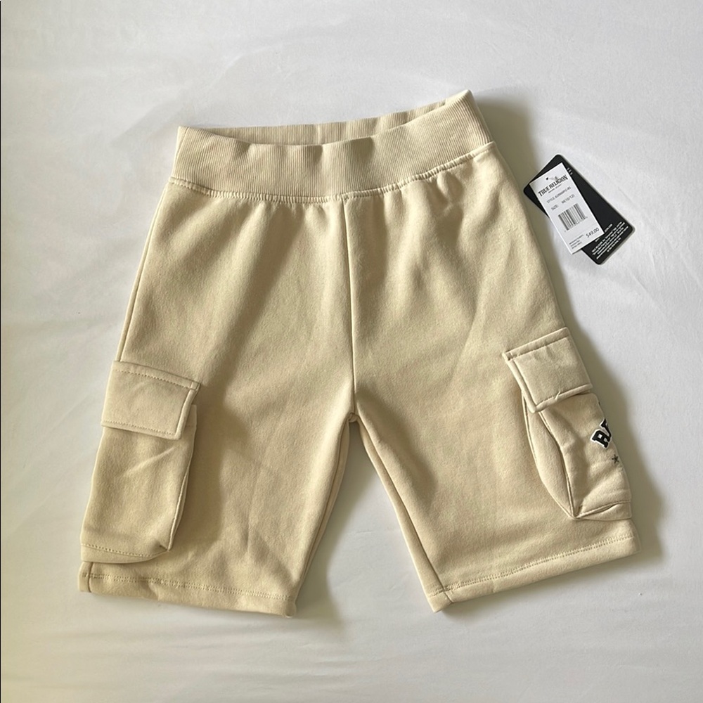 True Religion Kids Cream Cargo Shorts